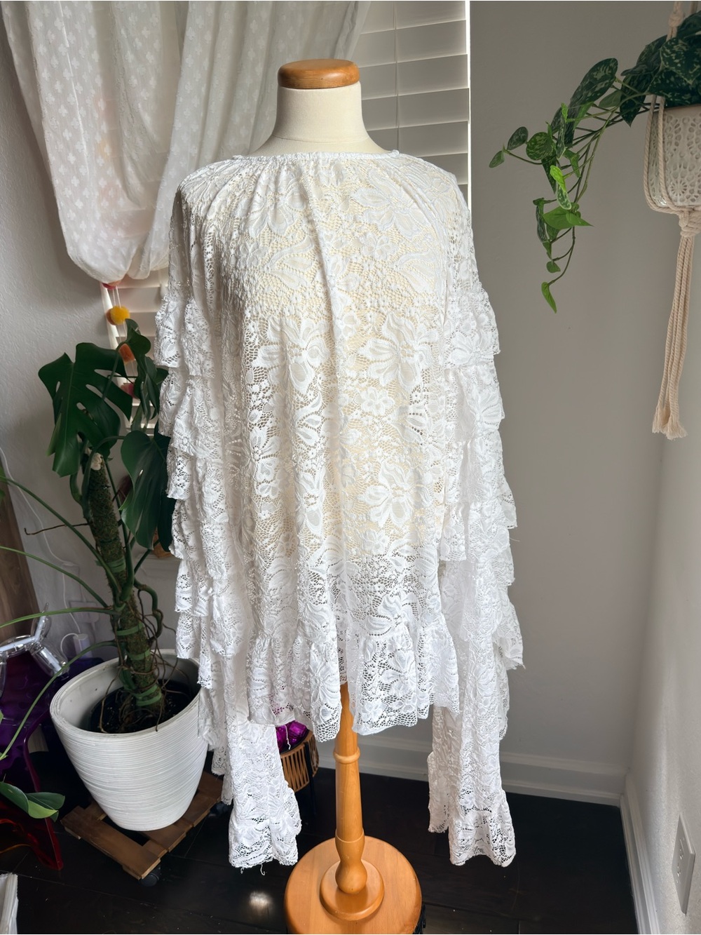 White Lace Layered tunic dress